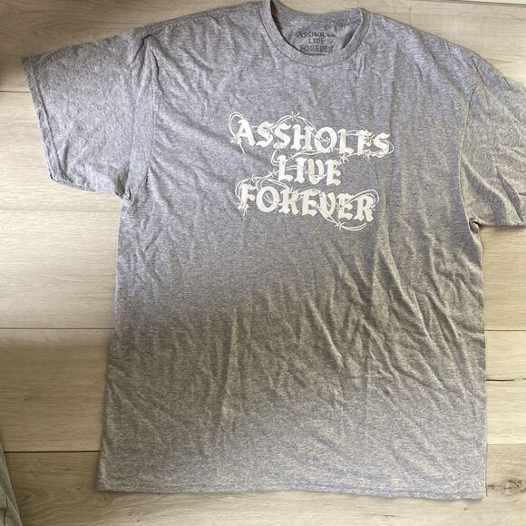Assholes Live Forever Shirt Heather Grey & Black XL - Picture 2 of 7